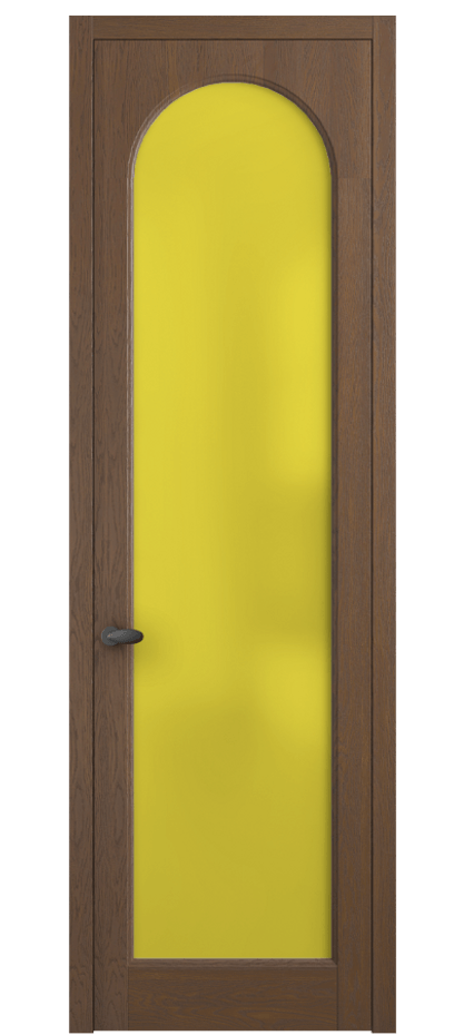 Межкомнатная дверь Палаццо 6804 Дуб каштановый матовый Сатинированное жёлтое стекло, триплекс Цена 8000 AZE | Volhovec