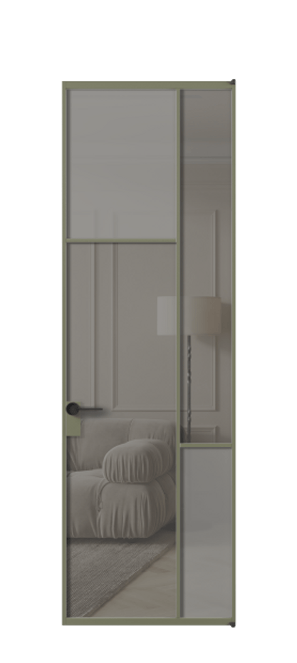 Межкомнатная дверь Mosaic АЛПЛ041.10 Алюминий оливковый тёмный Сатинированное серое стекло, триплекс, 6 мм + Прозрачное серое стекло, триплекс, 6 мм Цена 6660 AZE | Volhovec