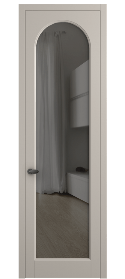 Межкомнатная дверь Палаццо 6804 Матовый светло-бежевый Прозрачное серое стекло, триплекс Цена 5100 AZE | Volhovec