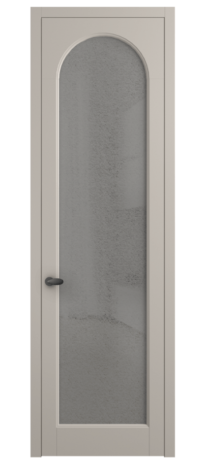 Межкомнатная дверь Палаццо 6804 Матовый светло-бежевый Фактурное серое стекло "Лёд", триплекс Цена 5400 AZE | Volhovec