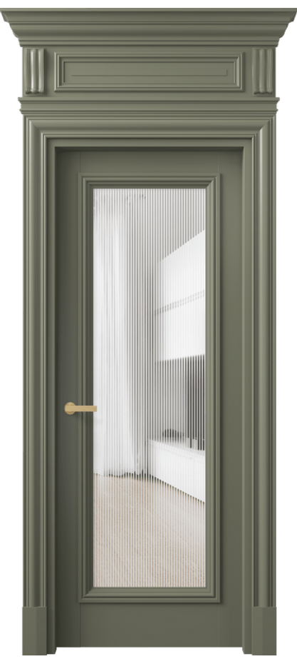 Межкомнатная дверь Antique 7300 Бук оливковый тёмный Рифлёное стекло "Дюна", триплекс, 8 мм Цена 4770 AZE | Volhovec