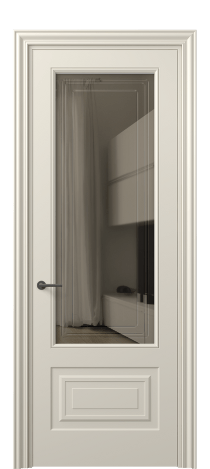 Межкомнатная дверь Mascot 8442 Матовый бежево-серый Прозрачное бронзовое стекло с гравировкой "Грани", триплекс Цена 3650 AZE | Volhovec