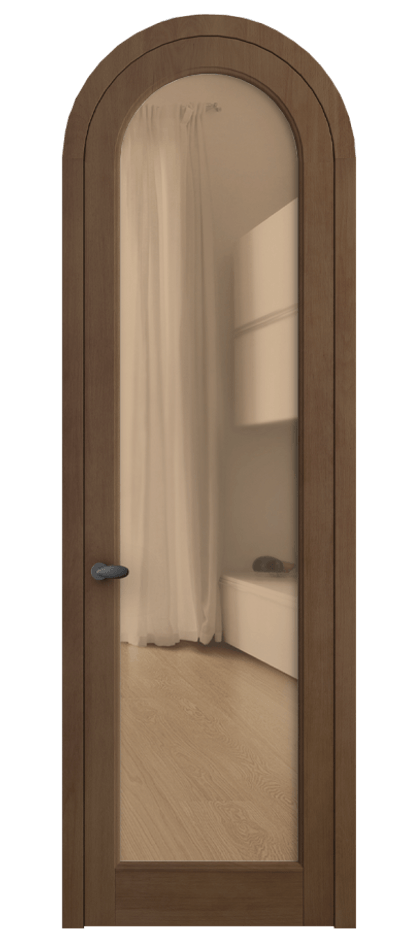 Межкомнатная дверь Палаццо 6814 Бук тёмный матовый Прозрачное оранжевое стекло, триплекс Цена 9100 AZE | Volhovec