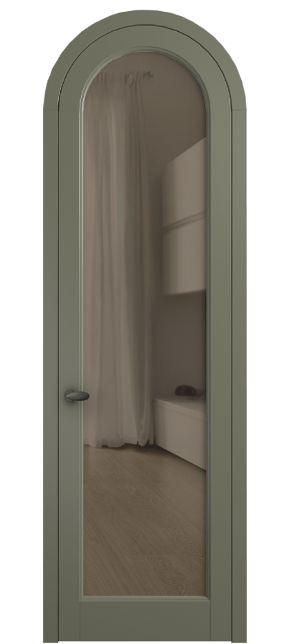 Межкомнатная дверь Палаццо 6814 Матовый оливковый тёмный Прозрачное бронзовое стекло, триплекс Цена 6700 AZE | Volhovec