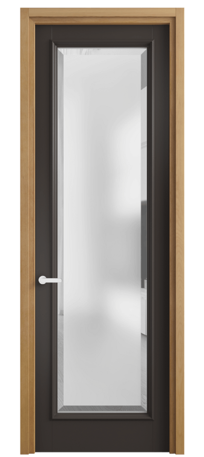 Дверь межкомнатная Шарм 6702 Матовый антрацит Сатинированное стекло с фацетом Узкий классический наличник БНМ Цена 5300 AZE Наличники уже входят в базовый комплект. Фабрика дверей Волховец 8 (800) 551 43 19 Межкомнатная дверь Шарм 6702 Матовый антрацит Сатинированное стекло с фацетом Цена 5300 AZE | Volhovec