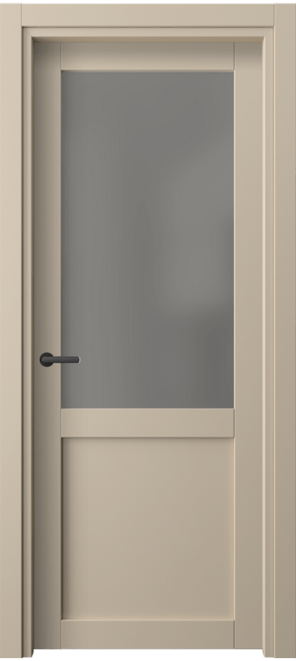 Межкомнатная дверь Нео 2122 ПЭТ светло-бежевый Сатинированное серое стекло, триплекс Цена 1650 AZE | Volhovec