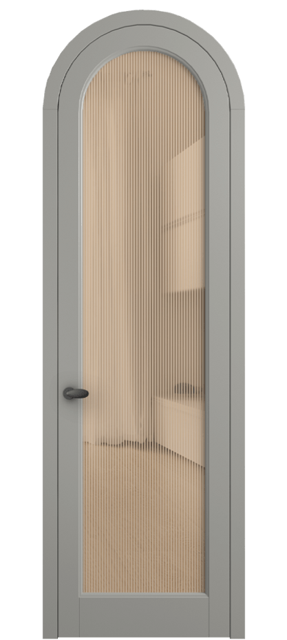 Межкомнатная дверь Палаццо 6814 Матовый нейтральный серый Рифлёное оранжевое стекло "Дюна", триплекс Цена 7000 AZE | Volhovec