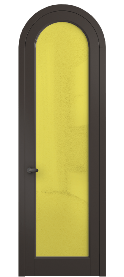 Межкомнатная дверь Палаццо 6814 Матовый антрацит Фактурное жёлтое стекло "Лёд", триплекс Цена 6800 AZE | Volhovec