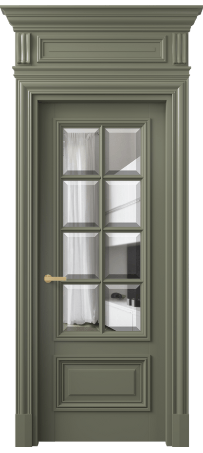 Межкомнатная дверь Антик 7316 Матовый оливковый тёмный Прозрачное стекло с фацетом Цена 9470 AZE | Volhovec