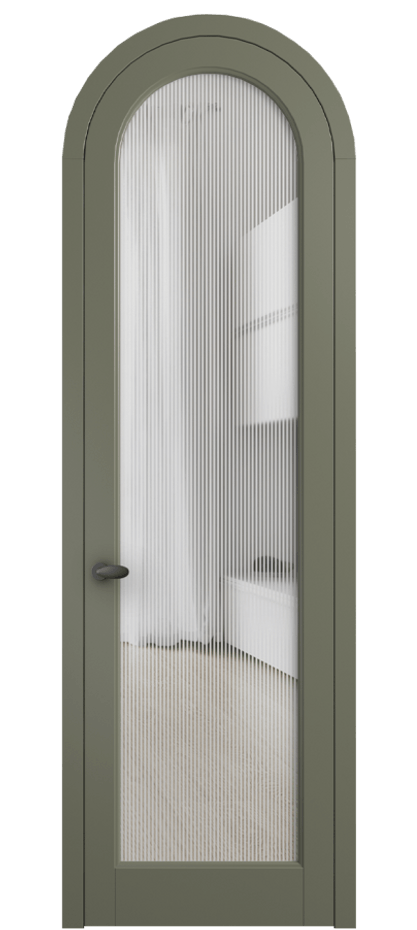 Межкомнатная дверь Палаццо 6814 Матовый оливковый тёмный Рифлёное стекло "Дюна", триплекс Цена 7000 AZE | Volhovec