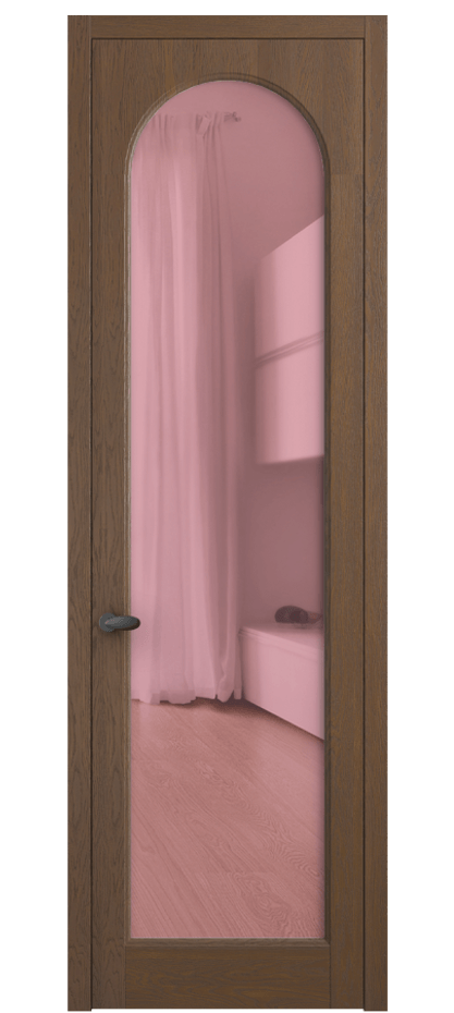 Межкомнатная дверь Палаццо 6804 Дуб каштановый матовый Прозрачное розовое стекло, триплекс Цена 7700 AZE | Volhovec