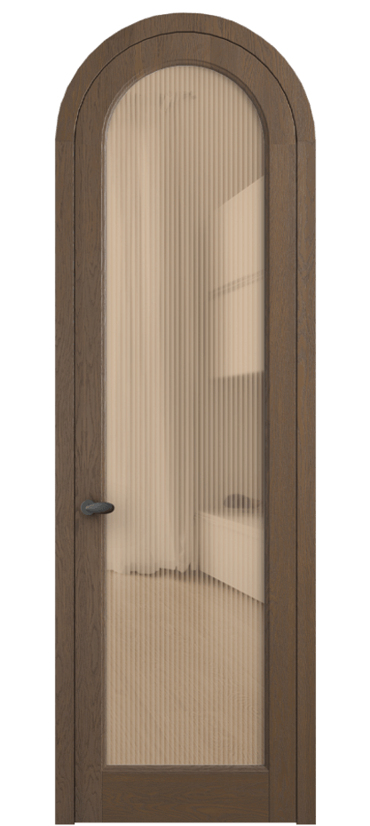 Межкомнатная дверь Палаццо 6814 Дуб туманный матовый Рифлёное оранжевое стекло "Мору", триплекс Цена 11200 AZE | Volhovec