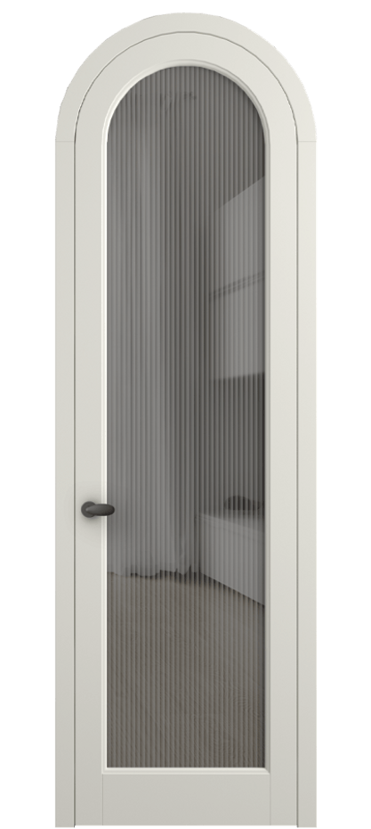 Межкомнатная дверь Палаццо 6814 Матовый жемчужный Рифлёное серое стекло "Мору", триплекс Цена 6900 AZE | Volhovec