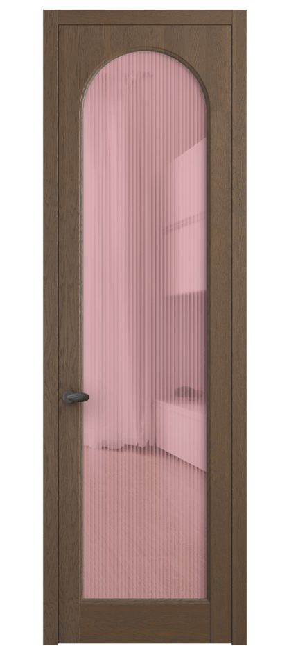 Межкомнатная дверь Палаццо 6804 Дуб туманный матовый Рифлёное розовое стекло "Moru", триплекс Цена 8100 AZE | Volhovec