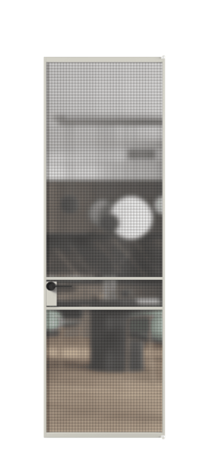 Алюминиевая дверь АЛПЛ040.02 Алюминий тёплый серый Декоративное стекло с сеткой "Mesh silver", триплекс Цена 6800  | Volhovec