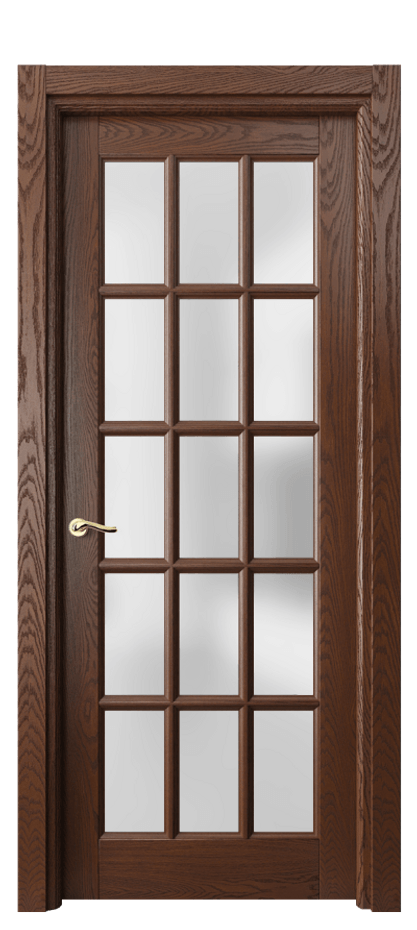 Межкомнатная дверь Lignum 0708 Дуб коньячный брашированный Сатинированное стекло Цена 9030 AZE | Volhovec