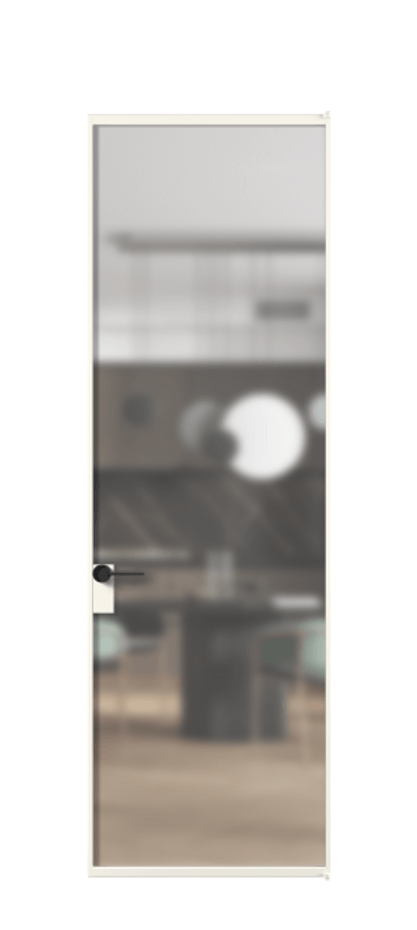 Алюминиевая дверь АЛПЛ040.01 Алюминий пудровый белый Сатинированное стекло "Matelux Crystal Vision", калёное, матовое, каленое 6 мм Цена 7300  | Volhovec