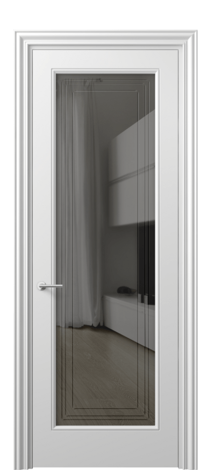 Дверь межкомнатная Mascot 8400 Матовый белоснежный Прозрачное серое стекло с гравировкой "Грани", триплекс, 7 мм Фигурный наличник МБЛ Цена 4040 AZE Наличники уже входят в базовый комплект. Фабрика дверей Волховец 8 (800) 551 43 19 Межкомнатная дверь Mascot 8400 Матовый белоснежный Прозрачное серое стекло с гравировкой "Грани", триплекс, 7 мм Цена 4040 AZE | Volhovec