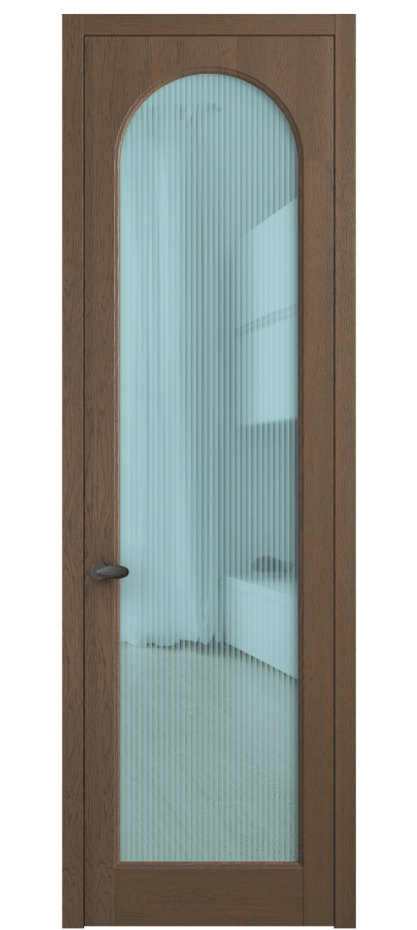 Межкомнатная дверь Палаццо 6804 Дуб туманный матовый Рифлёное голубое стекло "Мору", триплекс Цена 8100 AZE | Volhovec