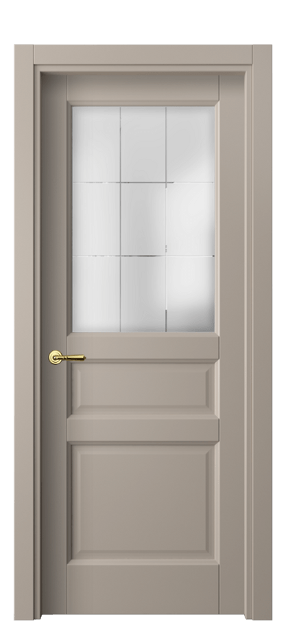 Межкомнатная дверь Galant 1432 Матовый бисквитный Сатинированное стекло с гравировкой "Лофт" Цена 2090 AZE | Volhovec