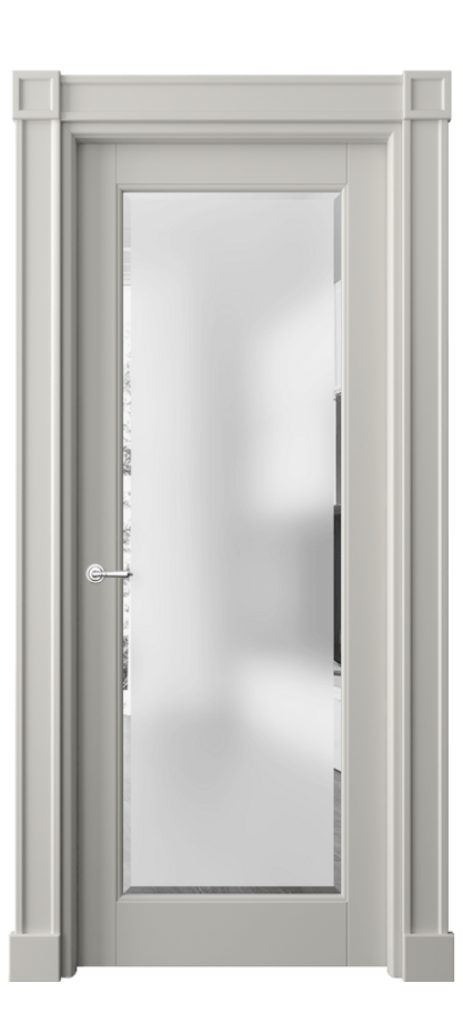 Межкомнатная дверь Тоскана Плано 6300 Матовый тёплый серый Сатинированное стекло с фацетом Цена 6760 AZE | Volhovec