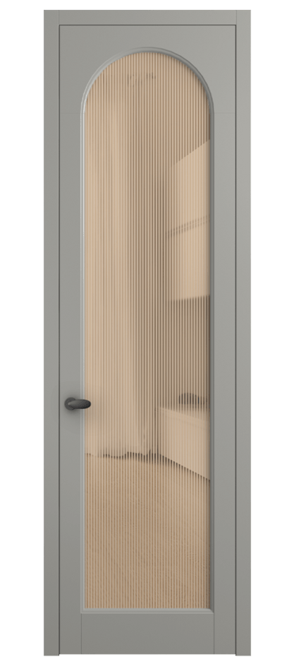 Межкомнатная дверь Палаццо 6804 Матовый нейтральный серый Рифлёное оранжевое стекло "Дюна", триплекс Цена 5400 AZE | Volhovec