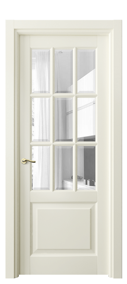 Межкомнатная дверь Лигнум 0748 Матовый молочно-белый Прозрачное стекло с фацетом Цена 24359800 so'm | Volhovec