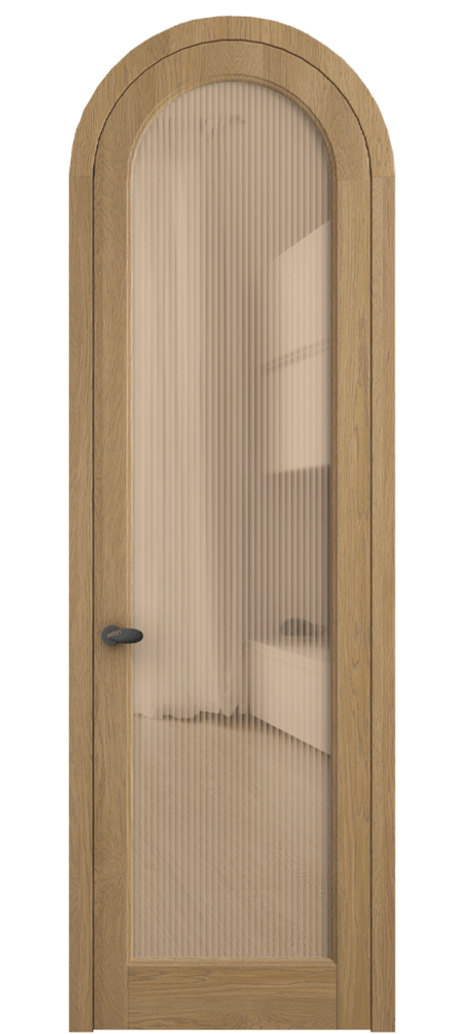 Межкомнатная дверь Палаццо 6814 Дуб пшеничный матовый Рифлёное оранжевое стекло "Moru", триплекс Цена 11200 AZE | Volhovec