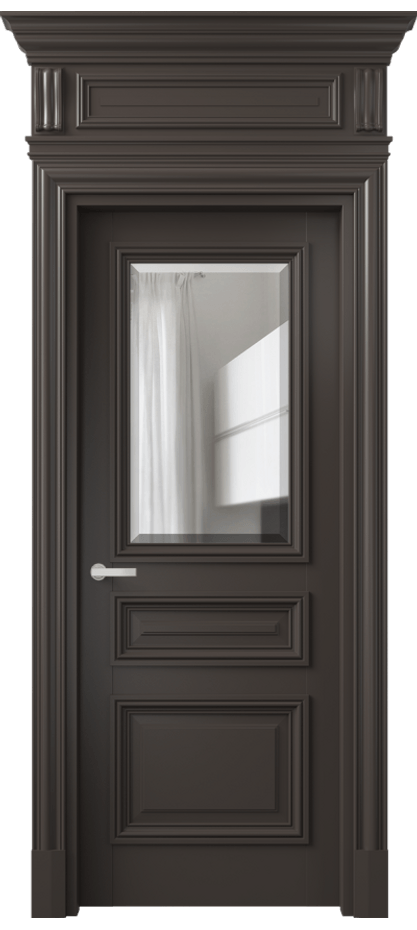 Межкомнатная дверь Антик 7304 Матовый антрацит Прозрачное стекло с фацетом Цена 8460 AZE | Volhovec