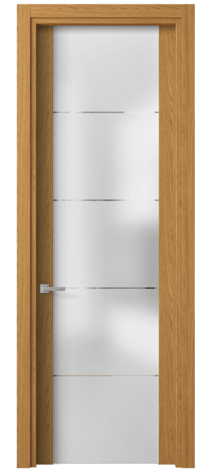 Межкомнатная дверь Planum 4114 Ванильный дуб Сатинированное стекло с гравировкой «КВАДРО», триплекс Цена 1700 AZE | Volhovec