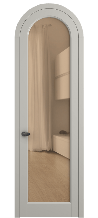 Межкомнатная дверь Палаццо 6814 Матовый тёплый серый Прозрачное оранжевое стекло, триплекс Цена 150190 ₽ | Volhovec