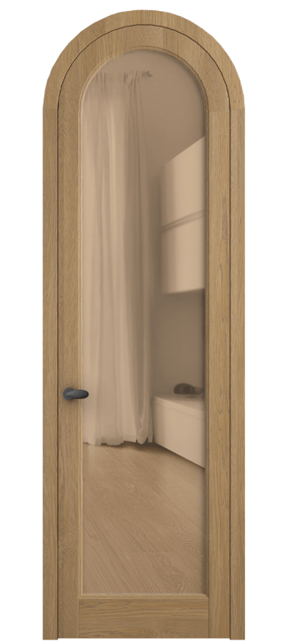 Межкомнатная дверь Палаццо 6814 Дуб пшеничный матовый Прозрачное оранжевое стекло, триплекс Цена 206349 ₽ | Volhovec