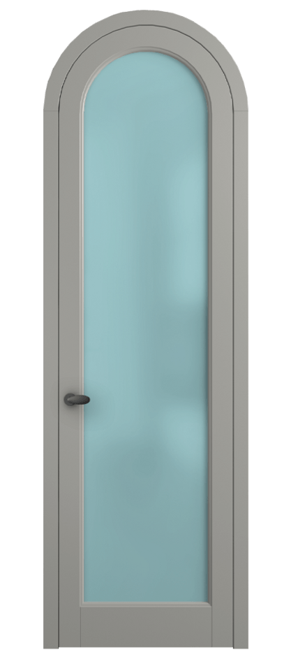 Межкомнатная дверь Палаццо 6814 Матовый нейтральный серый Сатинированное голубое стекло, триплекс Цена 6700 AZE | Volhovec
