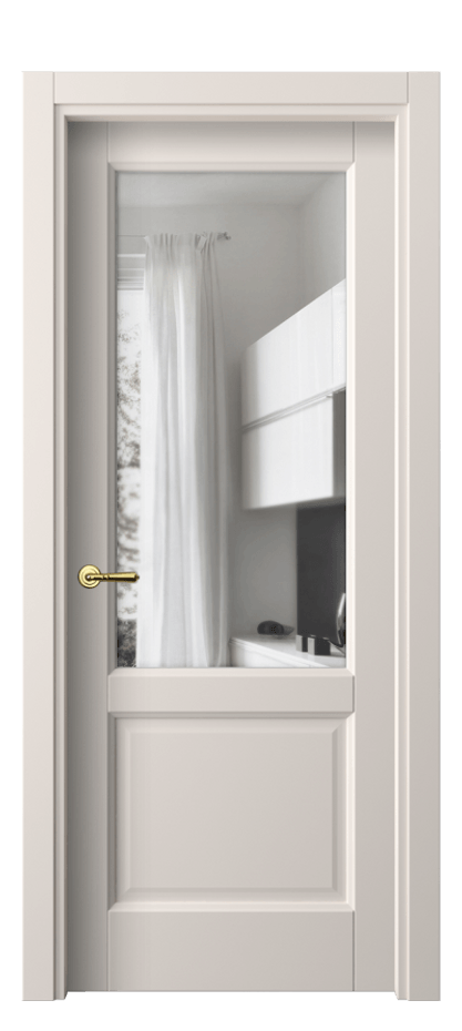 Межкомнатная дверь Галант 1422 ПЭТ тёплый-белый Прозрачное стекло Цена 1760 AZE | Volhovec