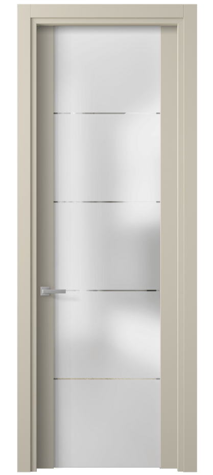 Межкомнатная дверь Planum 4114 Матовый бежево-серый Сатинированное стекло с гравировкой «КВАДРО», триплекс 8 мм Цена 2360 AZE | Volhovec