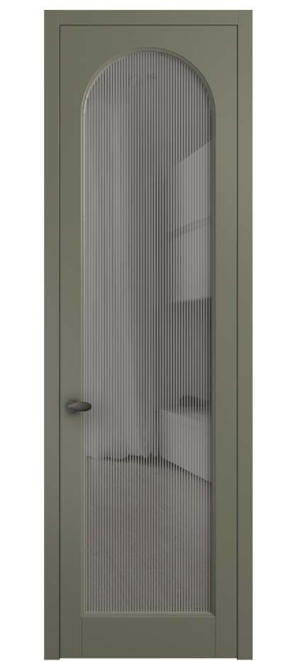 Межкомнатная дверь Палаццо 6804 Матовый оливковый тёмный Рифлёное серое стекло "Дюна", триплекс Цена 5400 AZE | Volhovec