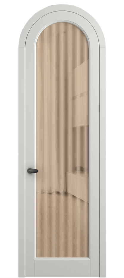 Межкомнатная дверь Палаццо 6814 Матовый светло-серый Рифлёное оранжевое стекло "Дюна", триплекс Цена 6800 AZE | Volhovec