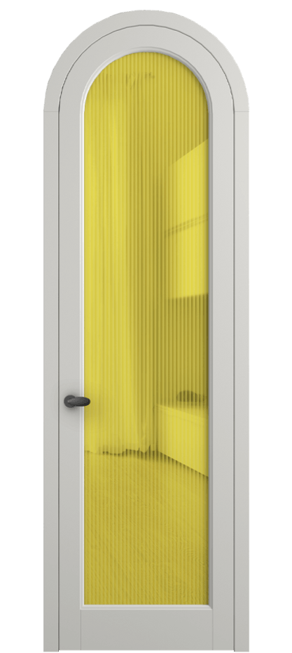 Межкомнатная дверь Палаццо 6814 Матовый серый Рифлёное жёлтое стекло "Мору", триплекс Цена 6900 AZE | Volhovec