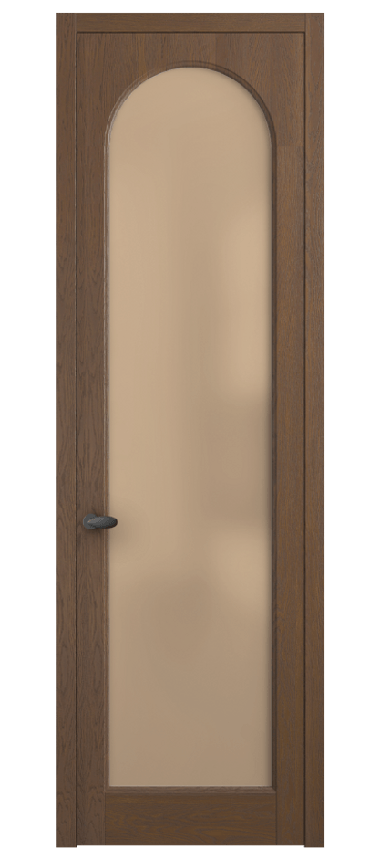 Межкомнатная дверь Палаццо 6804 Дуб каштановый матовый Сатинированное оранжевое стекло, триплекс Цена 8000 AZE | Volhovec