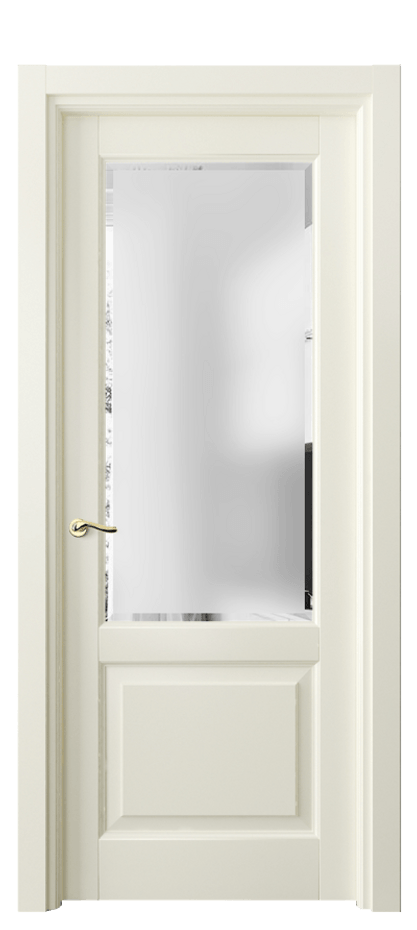 Межкомнатная дверь Лигнум 0740 Матовый молочно-белый Сатинированное стекло с фацетом Цена 5060 AZE | Volhovec