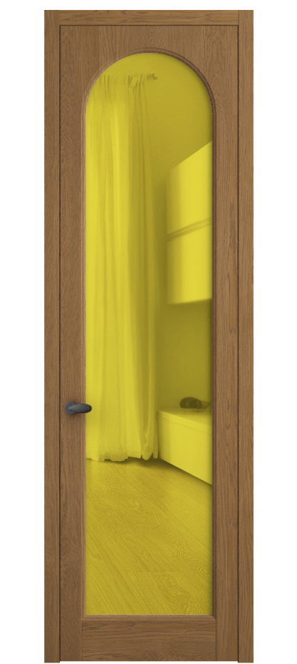 Межкомнатная дверь Палаццо 6804 Дуб пряный матовый Прозрачное жёлтое стекло, триплекс Цена 8000 AZE | Volhovec