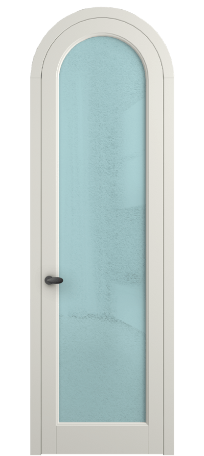 Межкомнатная дверь Палаццо 6814 Матовый жемчужный Фактурное голубое стекло "Лёд", триплекс Цена 7000 AZE | Volhovec