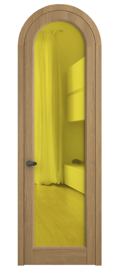 Межкомнатная дверь Палаццо 6814 Дуб пшеничный матовый Прозрачное жёлтое стекло, триплекс Цена 10800 AZE | Volhovec