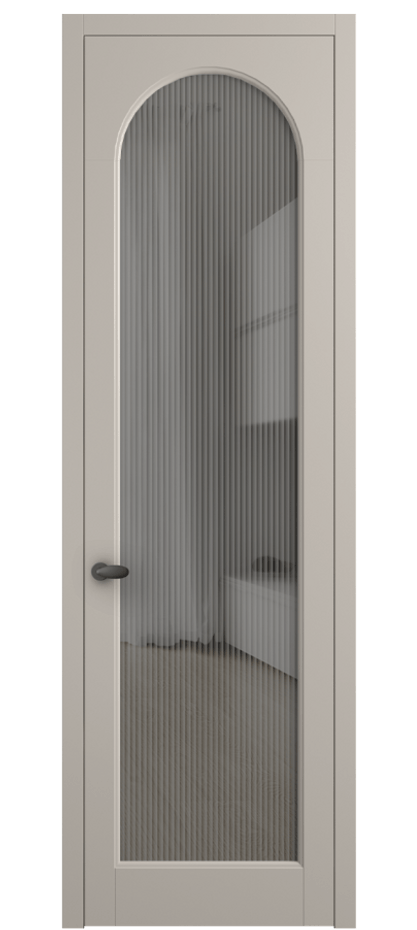 Межкомнатная дверь Палаццо 6804 Матовый светло-бежевый Рифлёное серое стекло "Мору", триплекс Цена 5500 AZE | Volhovec