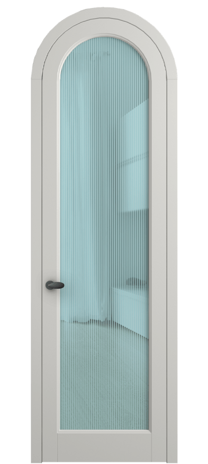 Межкомнатная дверь Палаццо 6814 Матовый серый Рифлёное голубое стекло "Дюна", триплекс Цена 6800 AZE | Volhovec