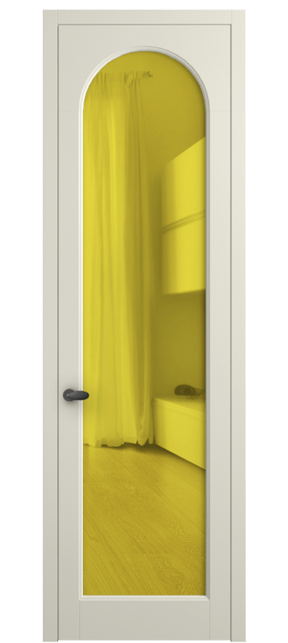 Межкомнатная дверь Палаццо 6804 Матовый молочно-белый Прозрачное жёлтое стекло, триплекс Цена 5100 AZE | Volhovec