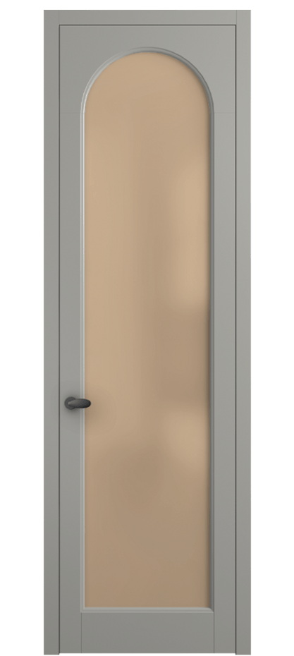 Межкомнатная дверь Палаццо 6804 Матовый нейтральный серый Сатинированное оранжевое стекло, триплекс Цена 5100 AZE | Volhovec