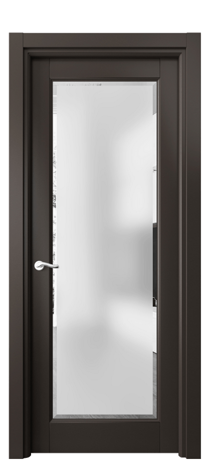 Межкомнатная дверь Лигнум 0700 Матовый антрацит Сатинированное стекло с фацетом Цена 5060 AZE | Volhovec