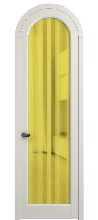 Межкомнатная дверь Палаццо 6814 Матовый жемчужный Рифлёное желтое стекло "Дюна", триплекс Цена 6800 AZE | Volhovec