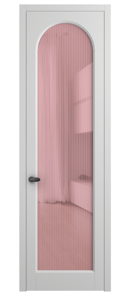 Межкомнатная дверь Палаццо 6804 Матовый белоснежный Рифлёное розовое стекло "Moru", триплекс Цена 5500 AZE | Volhovec